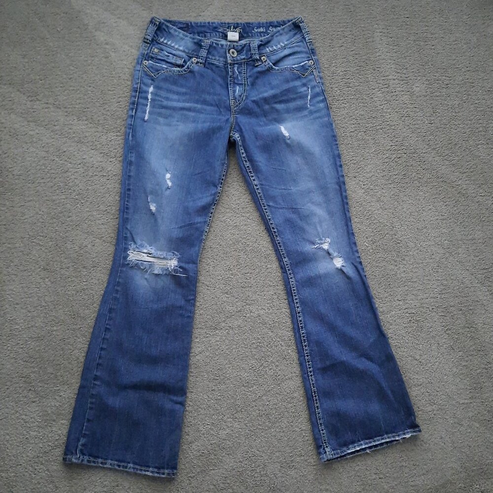Silver Suki Surplus Denim Jeans Women's Size 28W x 30L Destressed Medium Wash